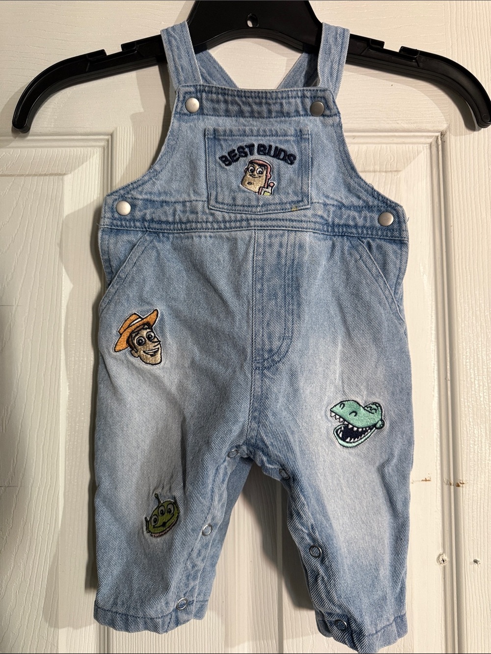 Disney Light Blue Denim Overalls with Toy Story Patches